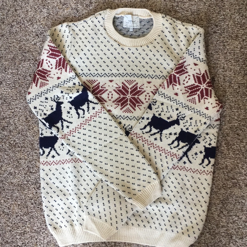 Patterned crew neck sweater